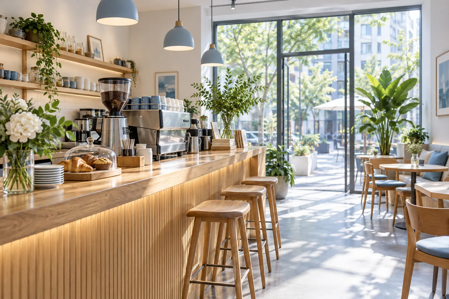 明亮的本地咖啡门店,场景示意图